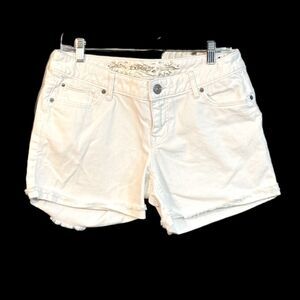 Express Women’s White Flat Front 5 Pocket Casual Denim Cut Off Jeans Shorts SZ 8